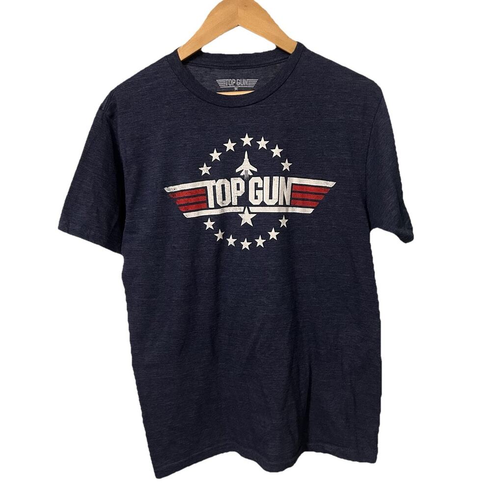Top Gun Men's Medium Blue Logo Classic Movie Graphic Tee Short Sleeve Shirt 274